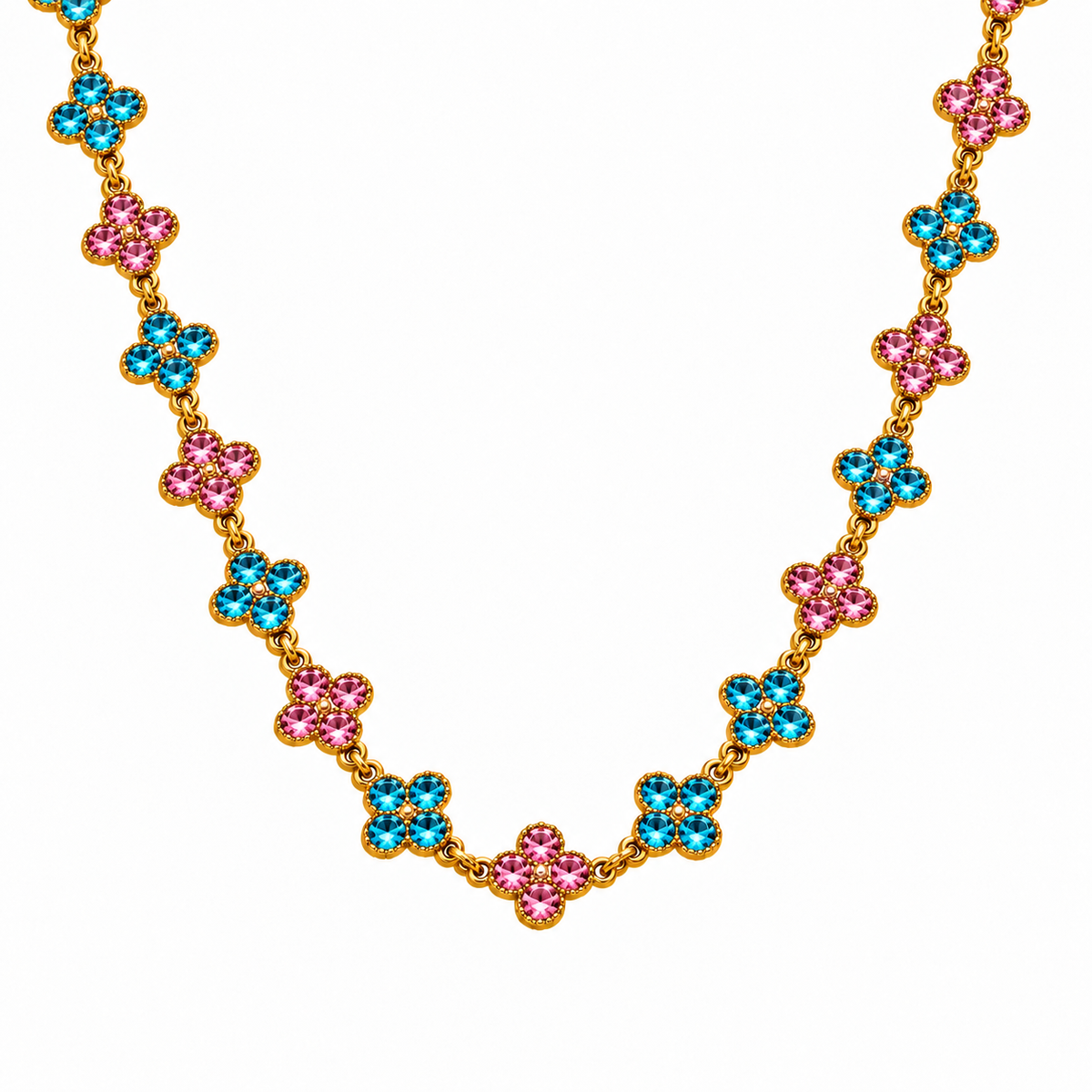 The Veva Sparkling Gemstone Petals Sahara Necklace