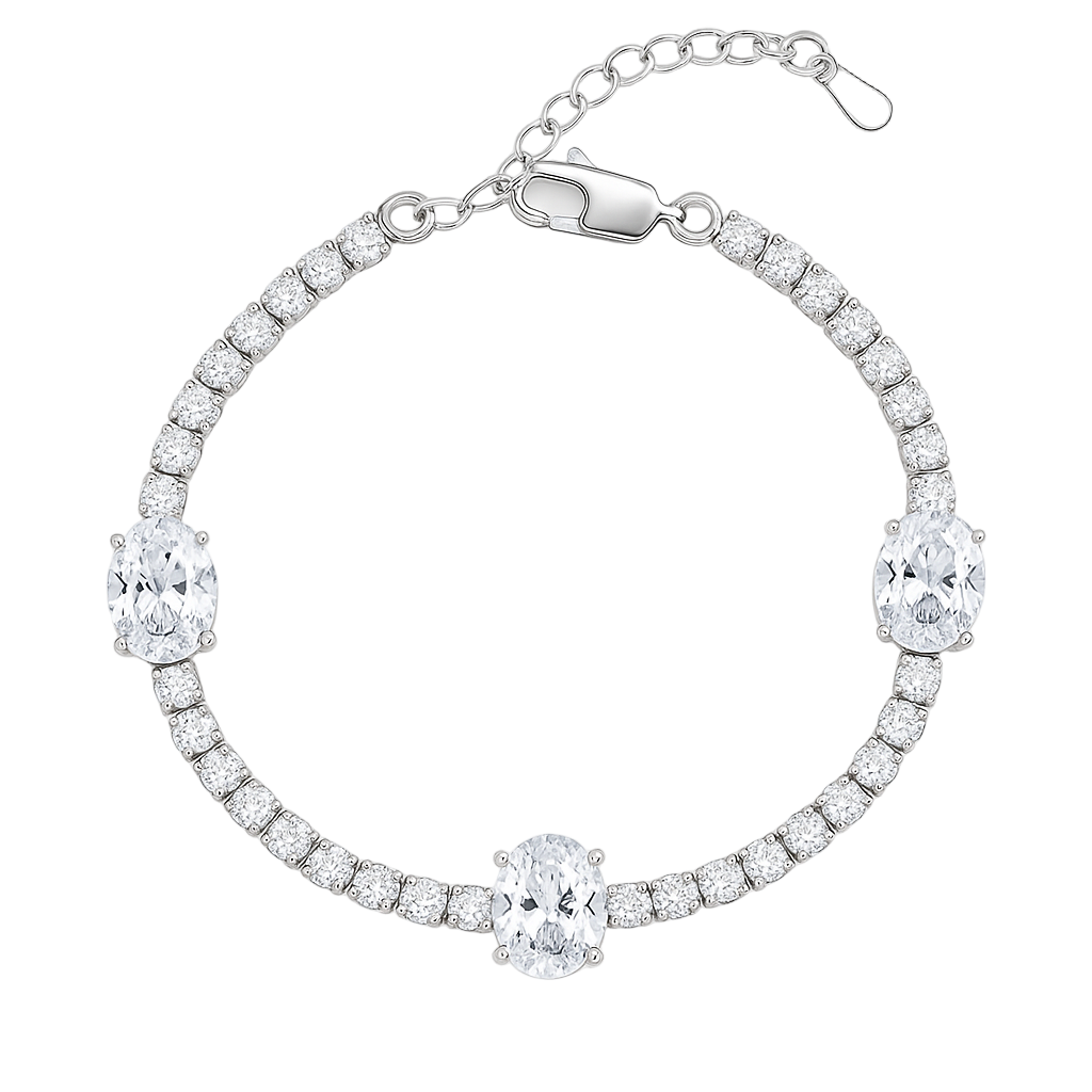 The Silver Sparkling Diamanté Arya Tennis Bracelet