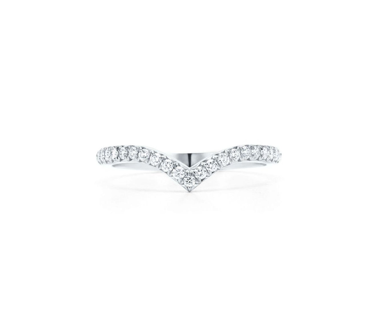 The Silver Dainty Halo Wishbone Band Ring