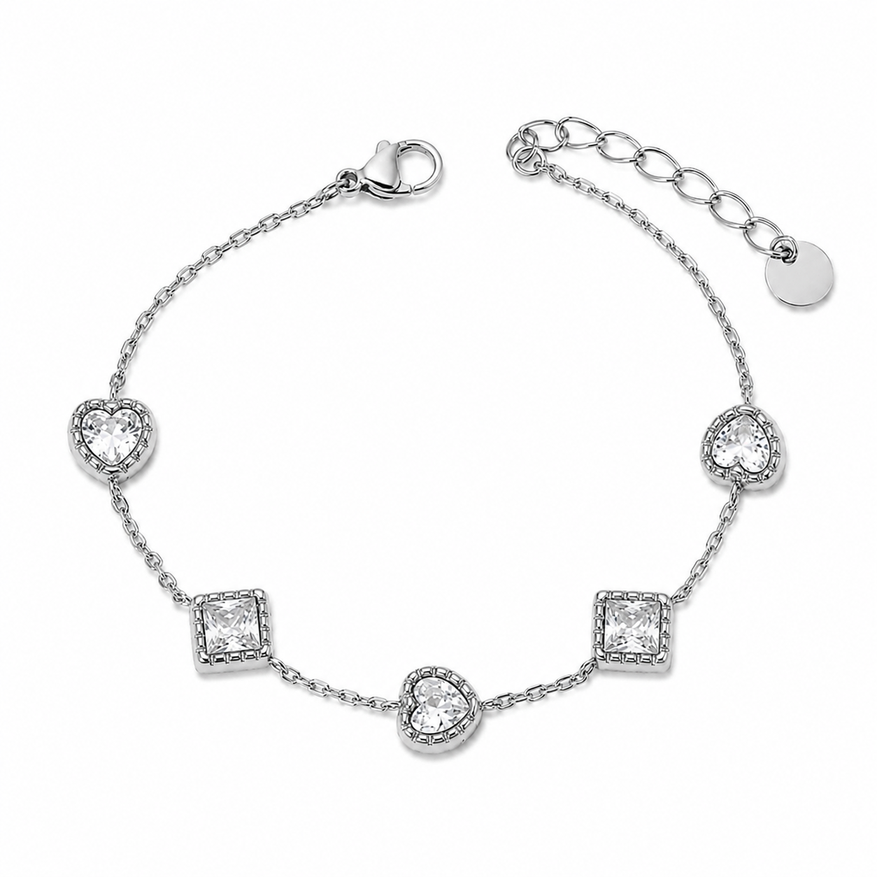 The Silver Sparkling Darling Heart Gemstone Bracelet