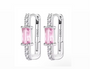 The Elegant Pink Rectangular Gemstone Hoop Earrings
