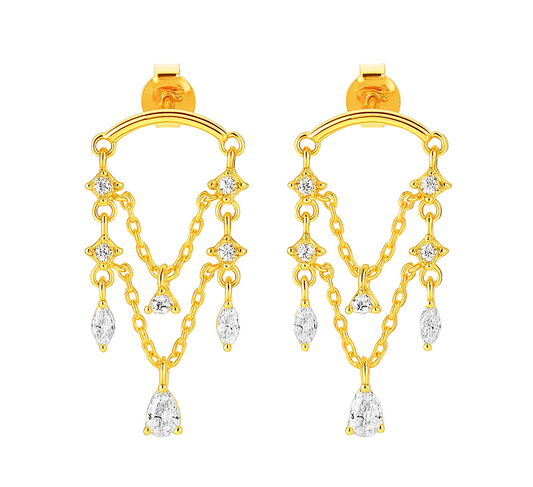 The Gold Diamanté Cascade Earrings