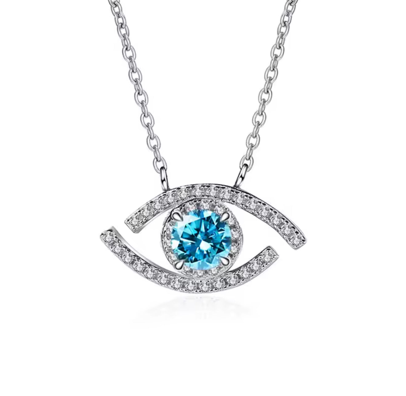 The Silver Icy Blue Seraphic Gaze Evil Eye Necklace