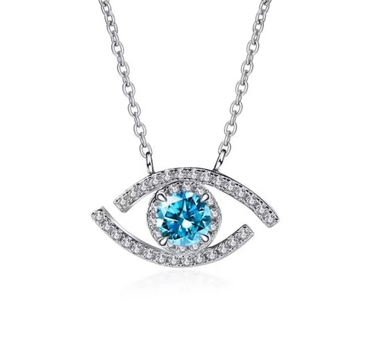 The Silver Icy Blue Seraphic Gaze Evil Eye Necklace
