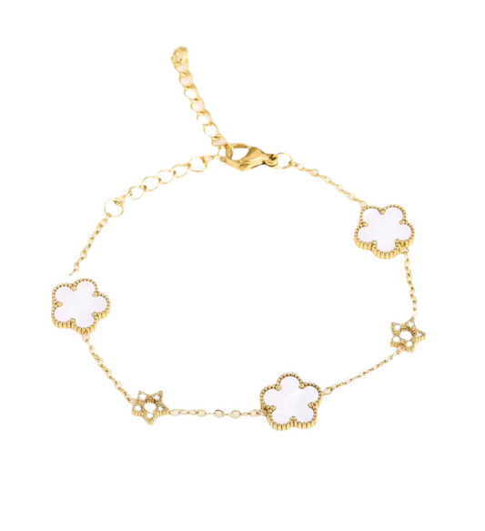 The Dainty Gold Clover & Star Bracelet