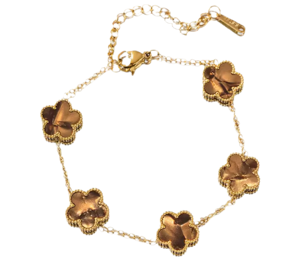 The Gold Hazel Brown Amara Flower Bracelet
