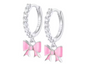 The Silver Sparkling Diamanté Light Pink Bow Huggies
