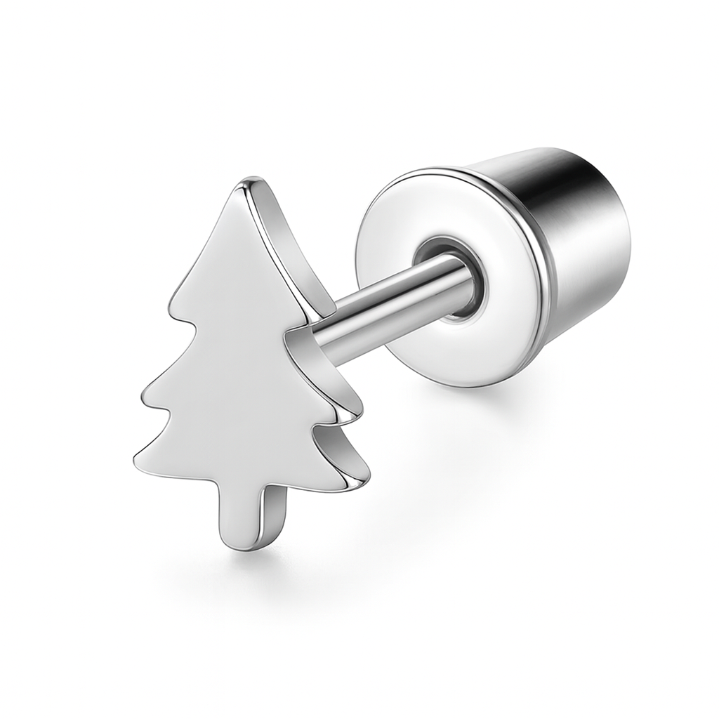 The Silver Frosted Christmas Tree Flat Back Studs