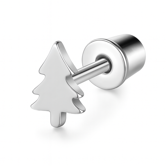 The Silver Frosted Christmas Tree Flat Back Studs