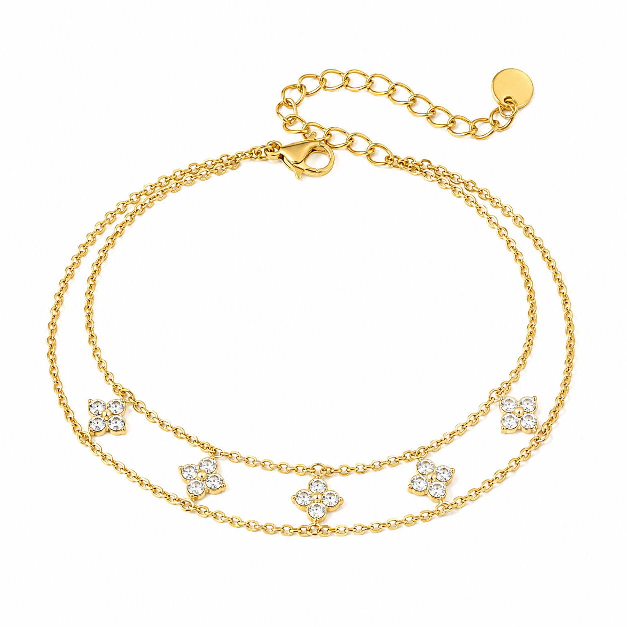 The Gold Dainty Luna Flower Stacked Bracelet