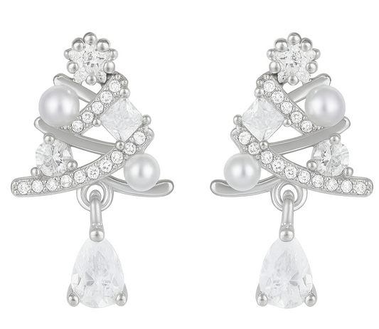 The Silver Elegant Christmas Tree Stud Earrings