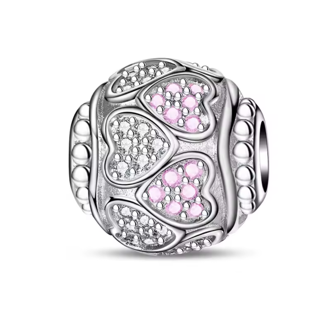 The Silver Enchanted Cluster Hearts Charm