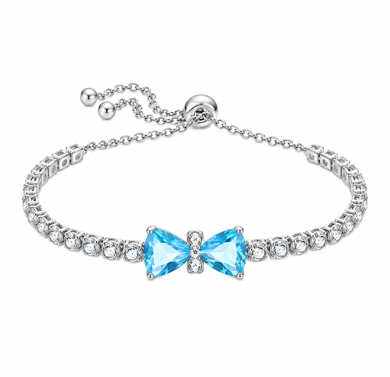 The Silver Icy Blue Bow Grace Tennis Bracelet