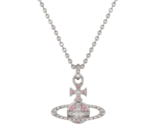 The Silver Sparkling Rosé Planet Necklace