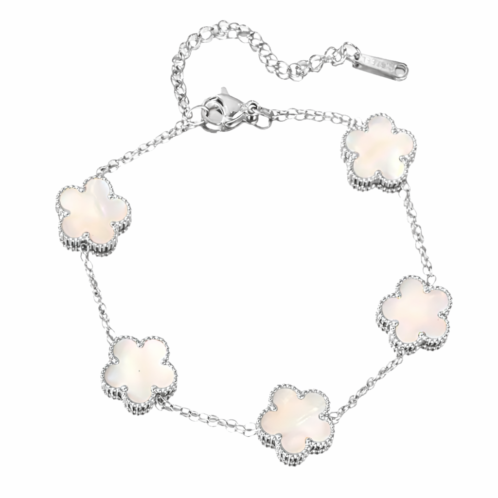 The Silver Soft White Amara Flower Bracelet