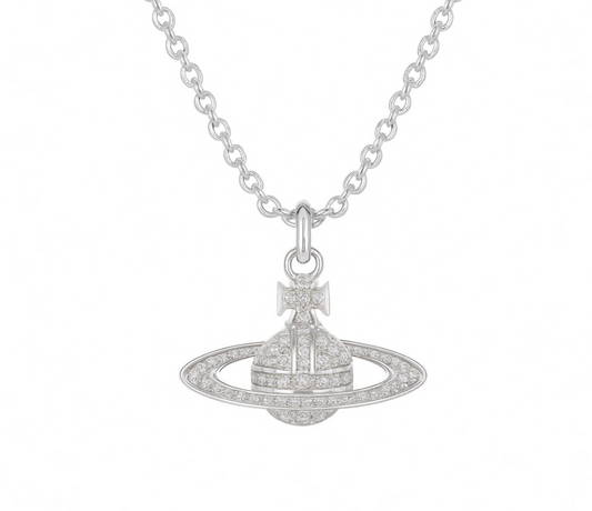 The Silver Sparkling Saturn Necklace