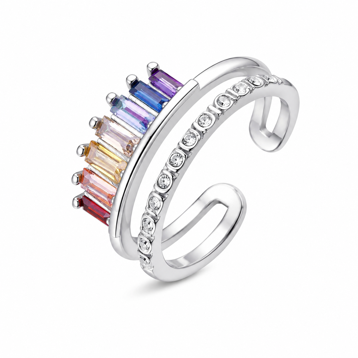The Silver Sparkling Candy Crush Multi Colour Stack Ring