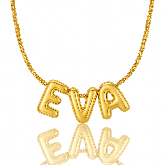The Gold Bubble Letter Name Necklace