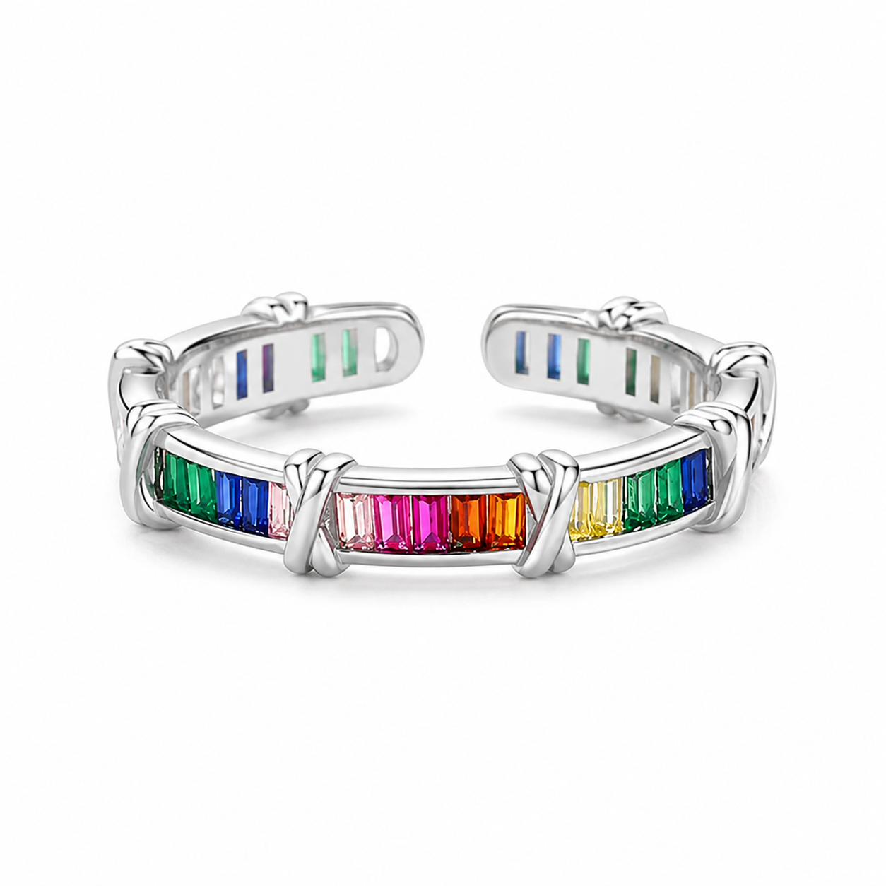 The Silver Limited Edition Rainbow Gemma Kiss Adjustable Ring