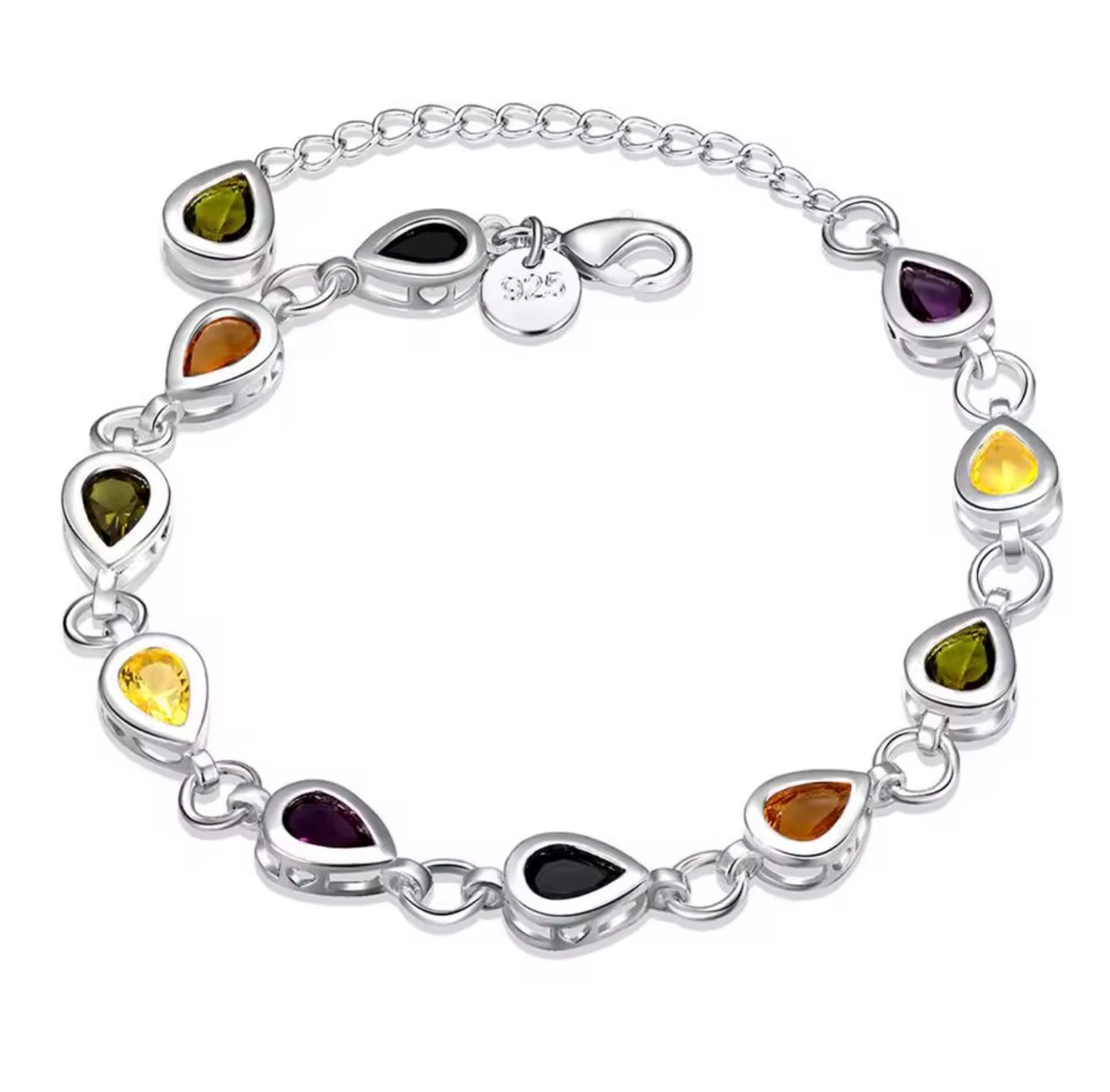 The Silver Multicolour Riviera Teardrop Bracelet