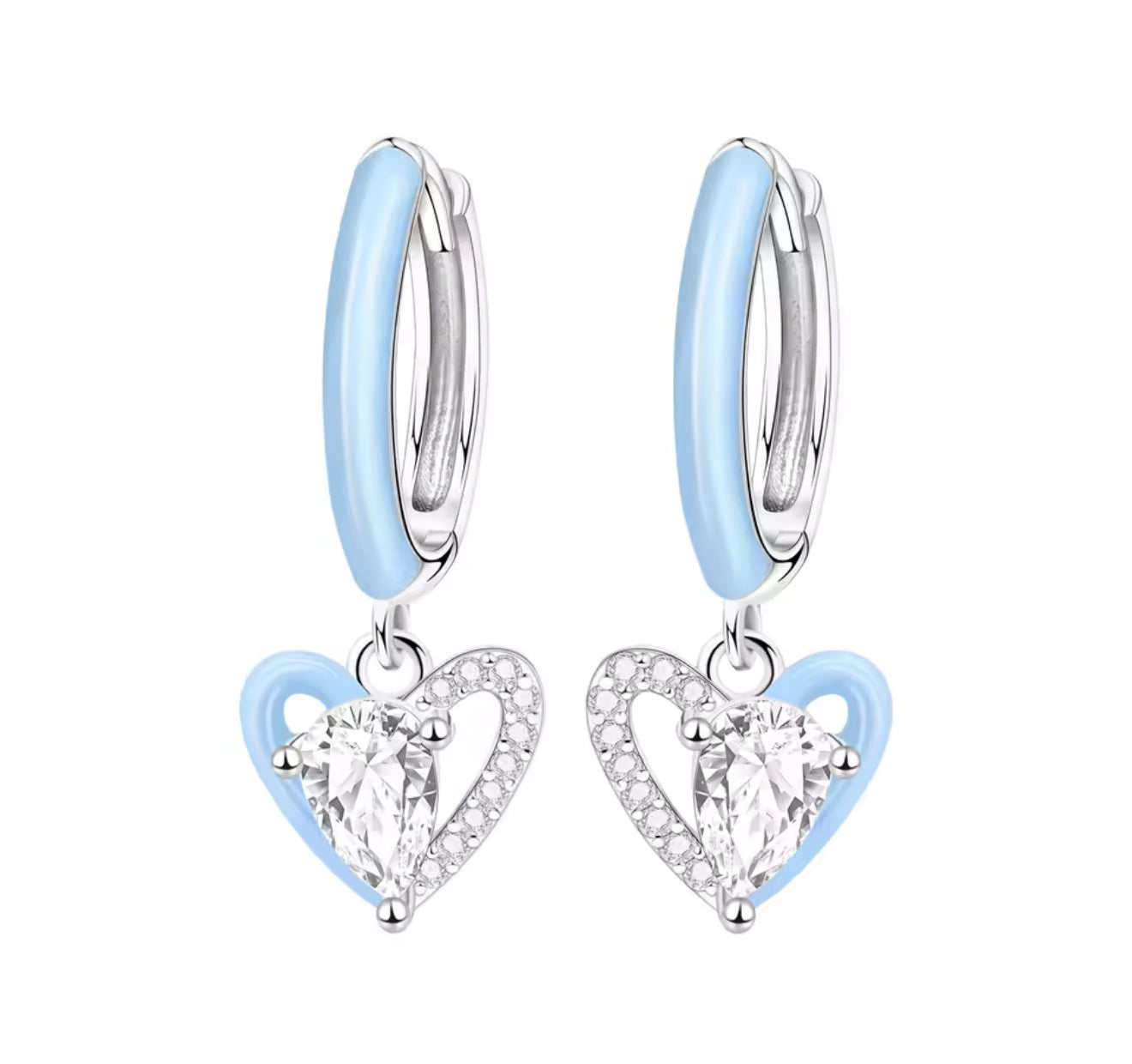 The Baby Icy Blue Crystal Teardrop Heart Huggies