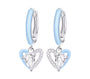 The Silver Icy Blue Crystal Teardrop Heart Huggies