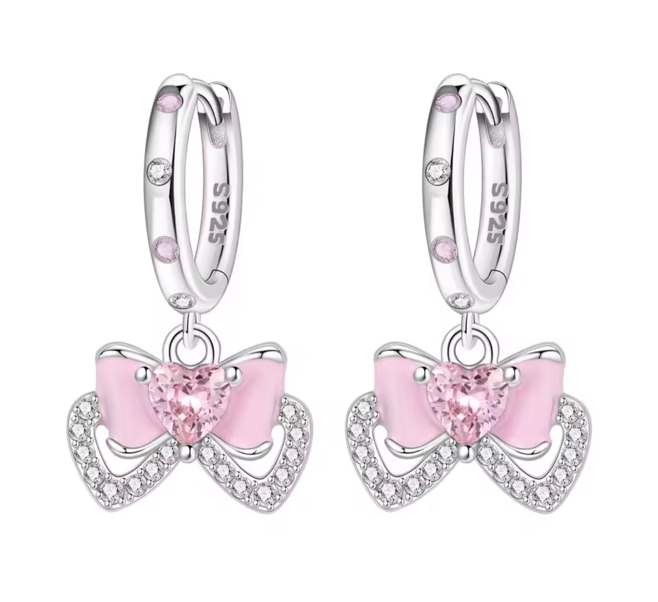 The Pink Bow Princess Charm Hoops