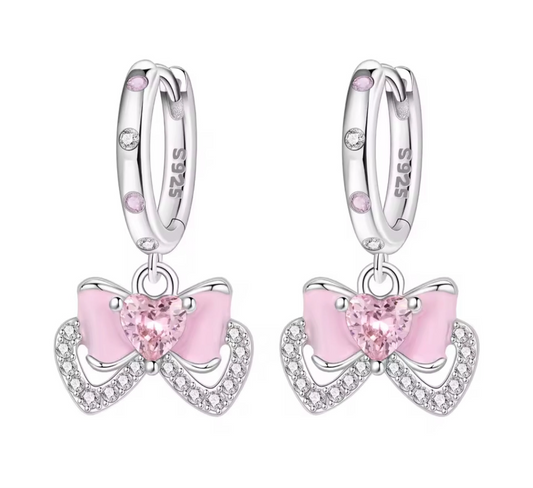 The Pink Bow Princess Charm Hoops