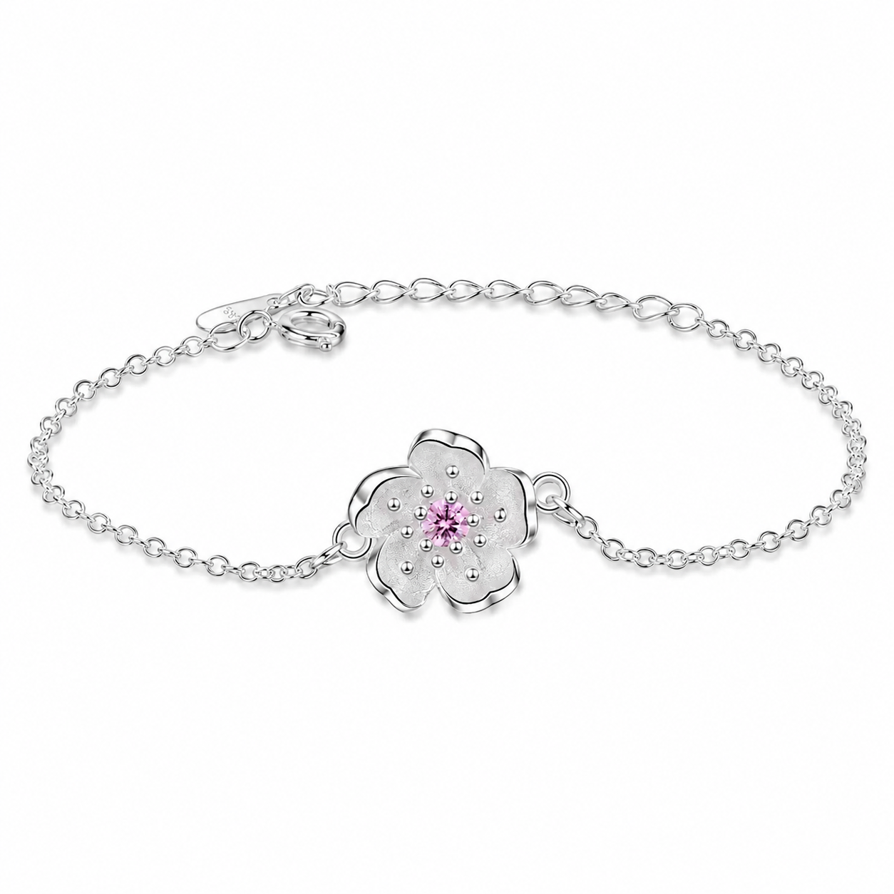 The Silver Sakura Flower Blossom Bracelet