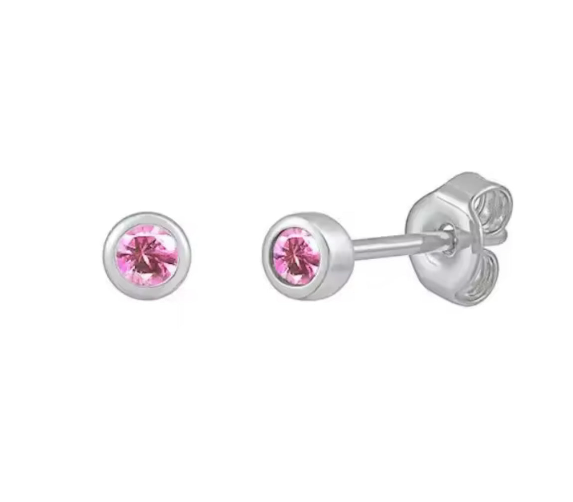 The Silver Dainty Pink Studs