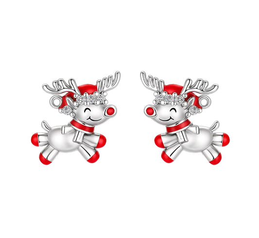 The Silver Rudolph The Reindeer Studs