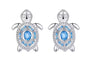 The Silver Celestial Blue Azure Turtle Stud Earrings