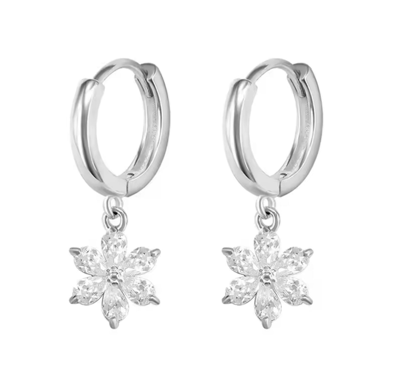 The Silver Sparkling Diamanté Daisy Flower Huggies