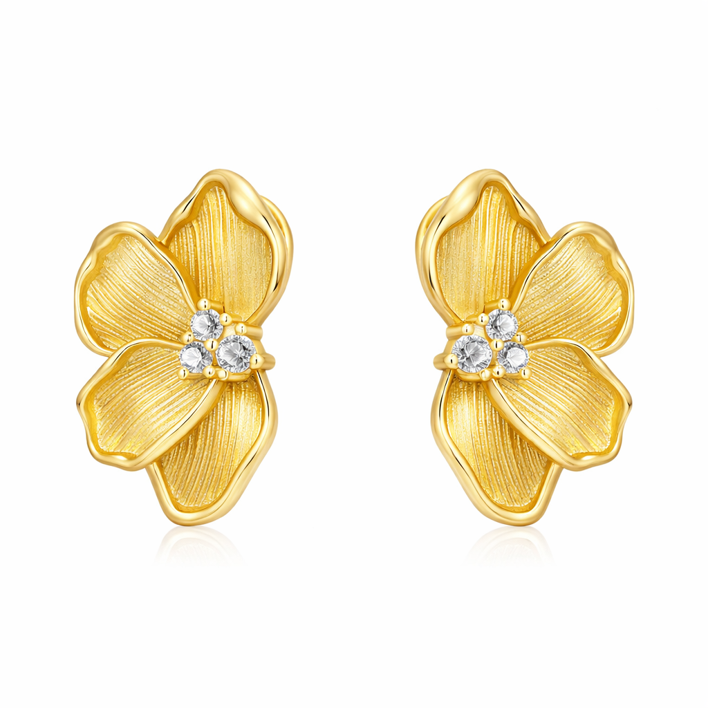 The Gold Kalani Hawaii Hibiscus Bloom Studs