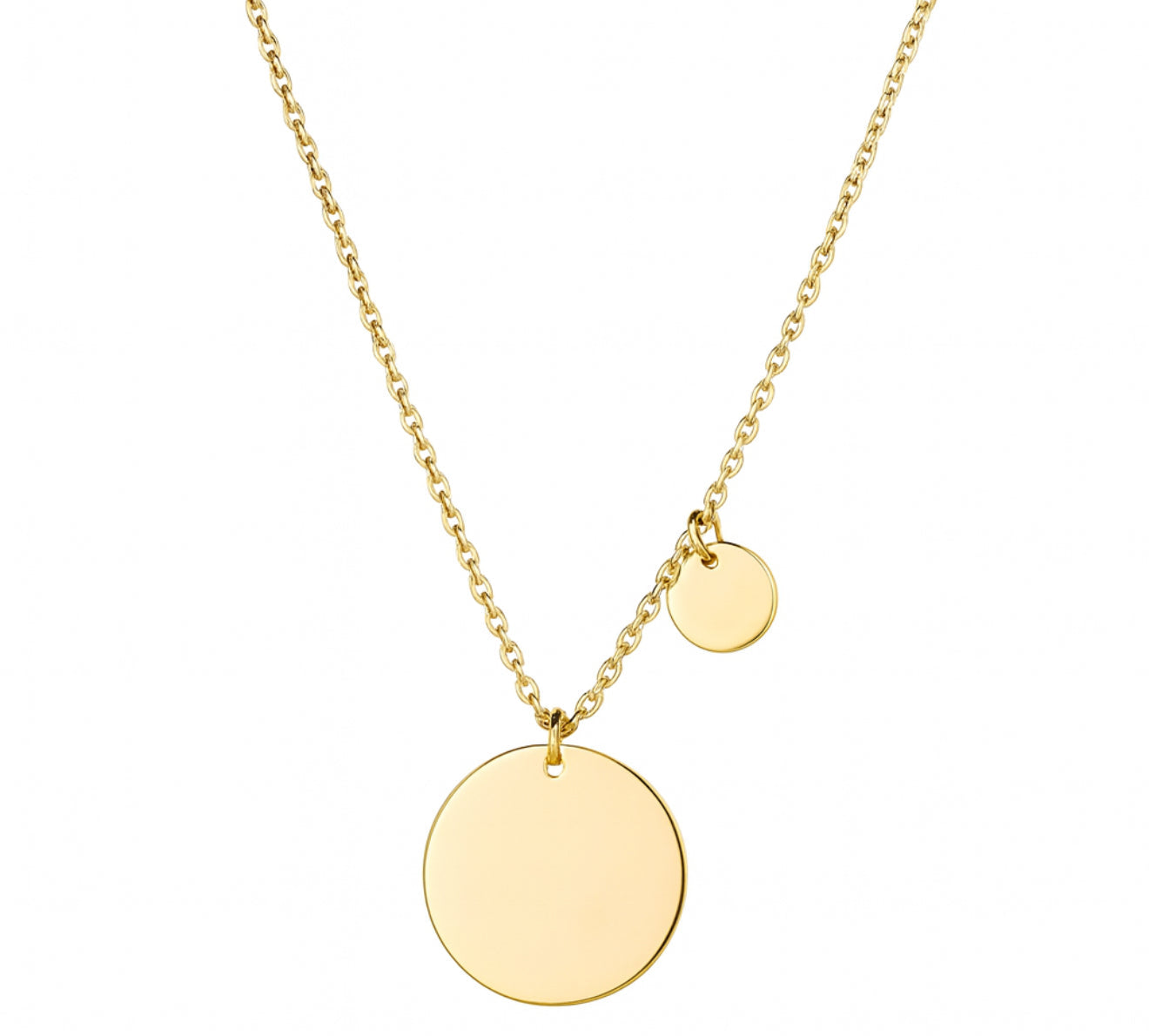The Gold Engravable Duo Disc Necklace