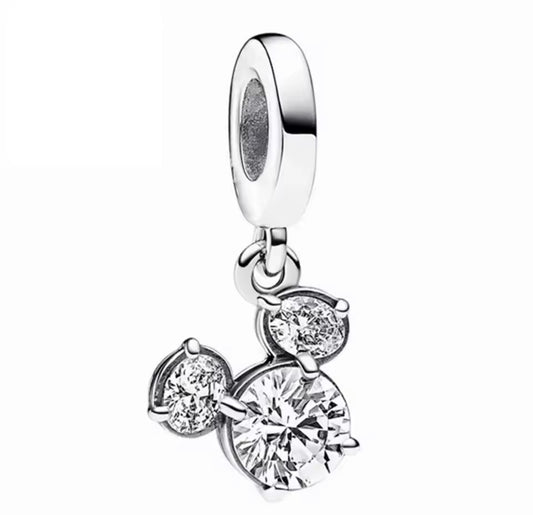 Sparkling Mouse Head Silhouette Dangle Charm