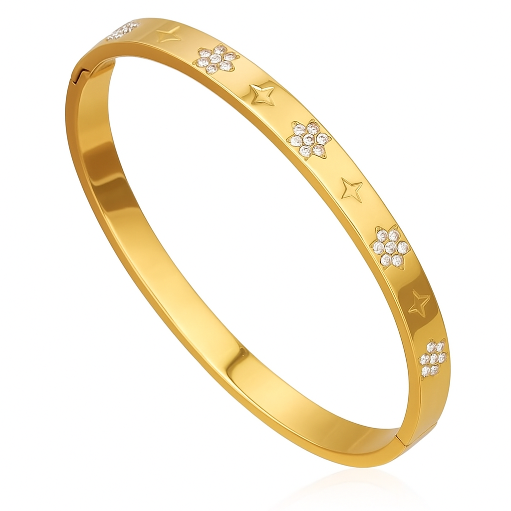 The Gold Celestia Flower Star Bloom Bangle