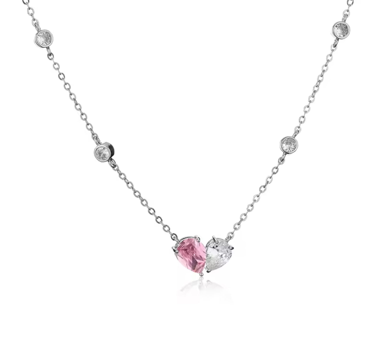 The Silver Two Sides To Love Teadrop Heart Necklace