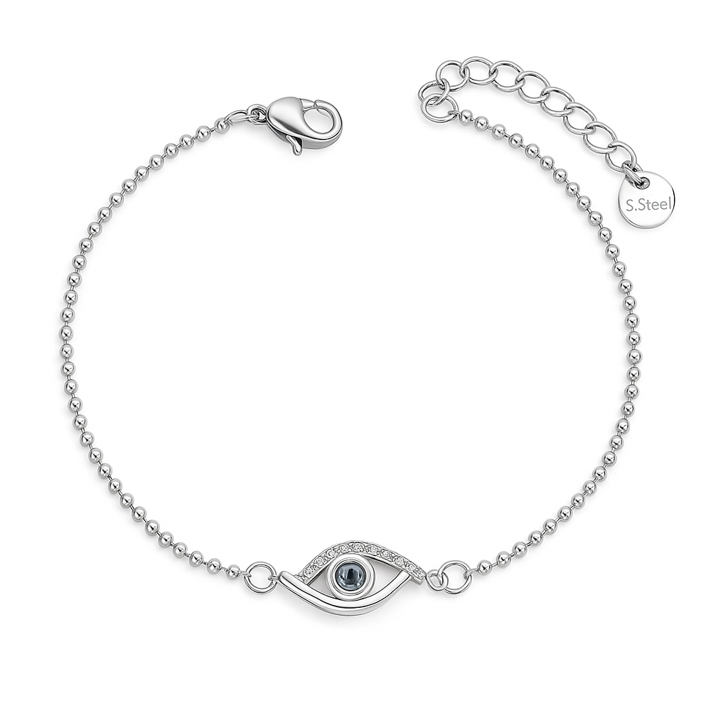 The Silver Good Luck Evil Eye Bracelet