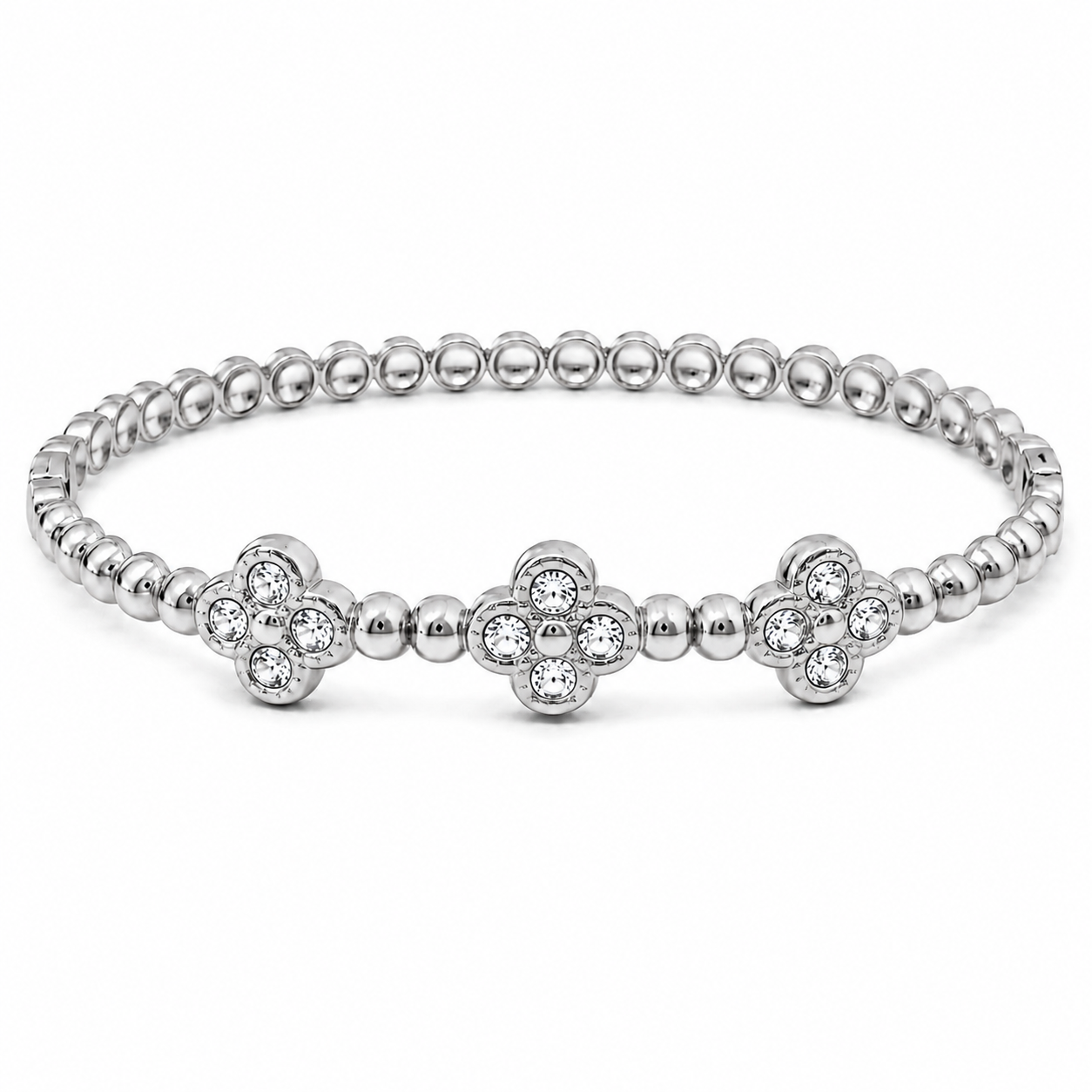The Silver Etoilé Arabia Beaded Clover Bangle
