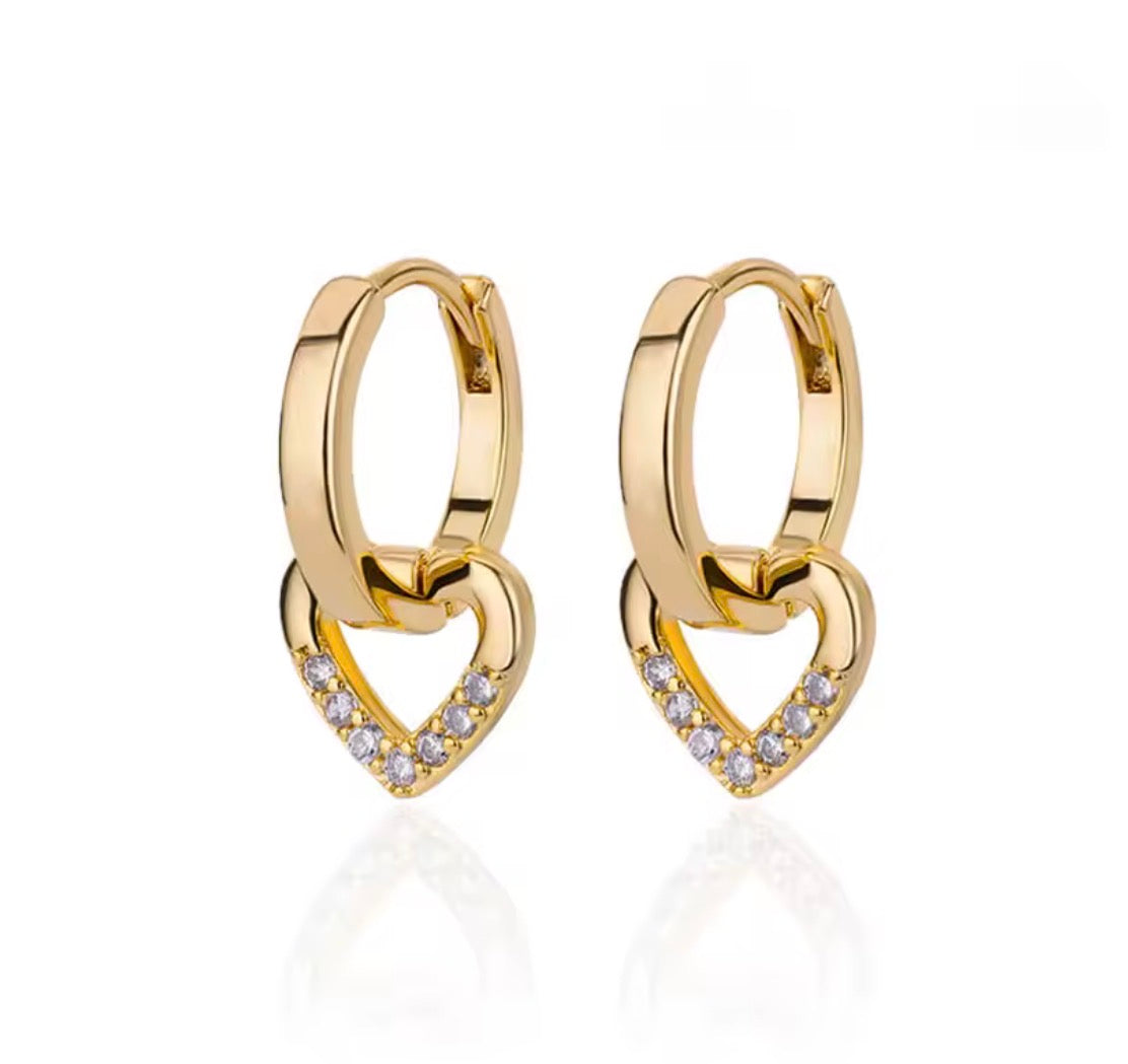 The Gold Pinky Promise Mini Heart Hoops