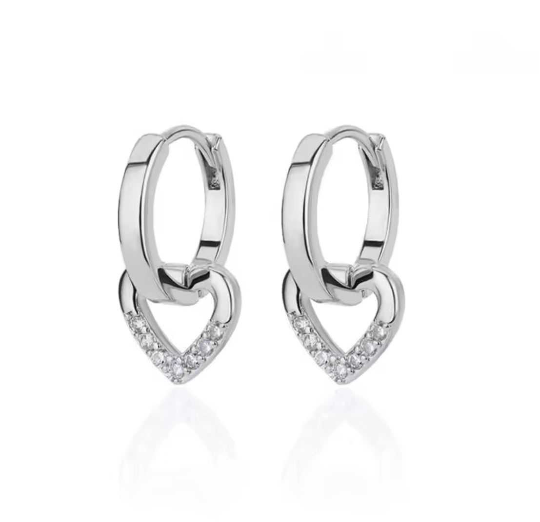 The Silver Pinky Promise Mini Heart Hoops