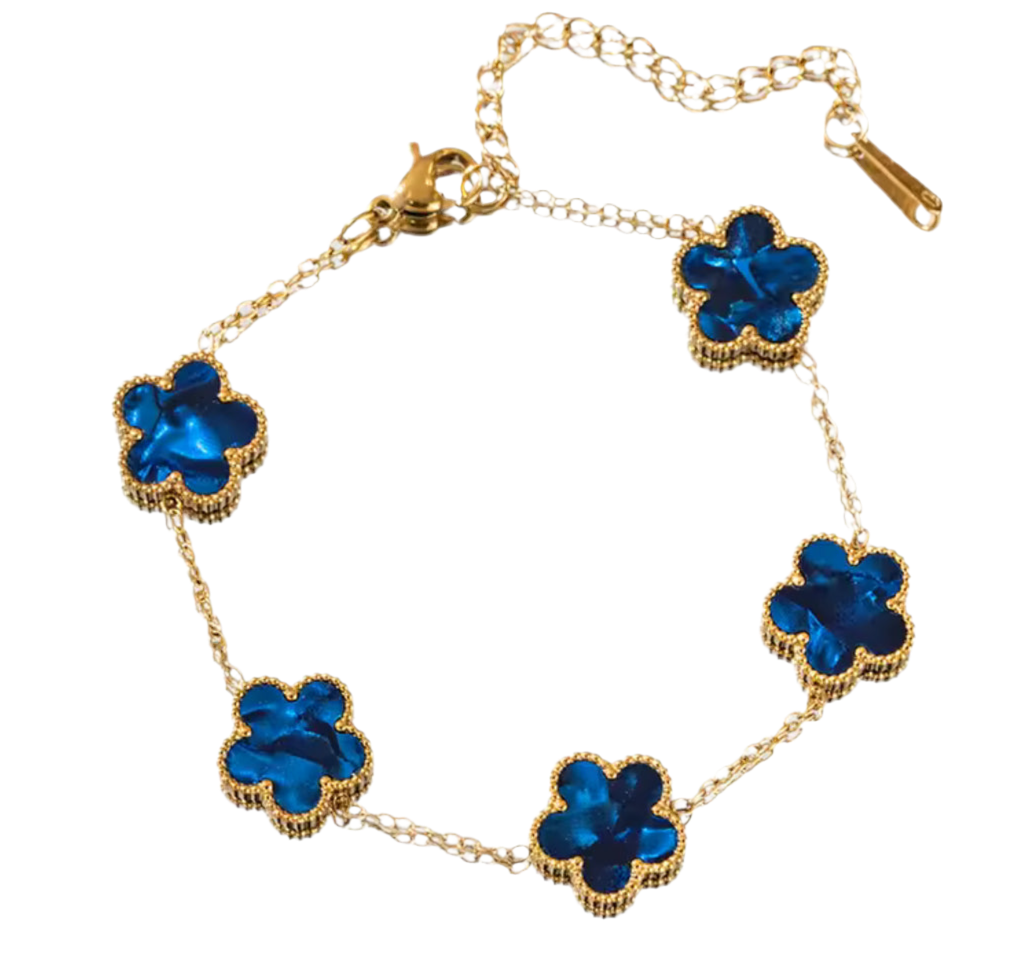 The Gold Royal Blue Amara Flower Bracelet