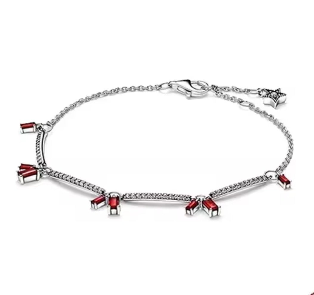 The Silver Crimson Halo Gemstone Bracelet