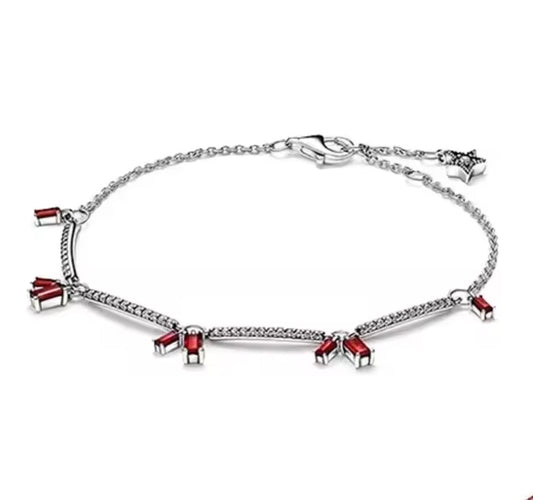 The Silver Crimson Halo Gemstone Bracelet