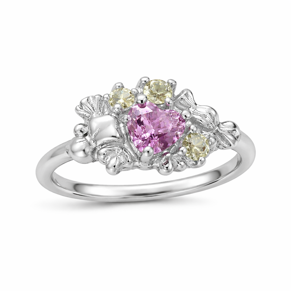 The Silver Étoile Pink Dulcia Candy Adjustable Heart Ring