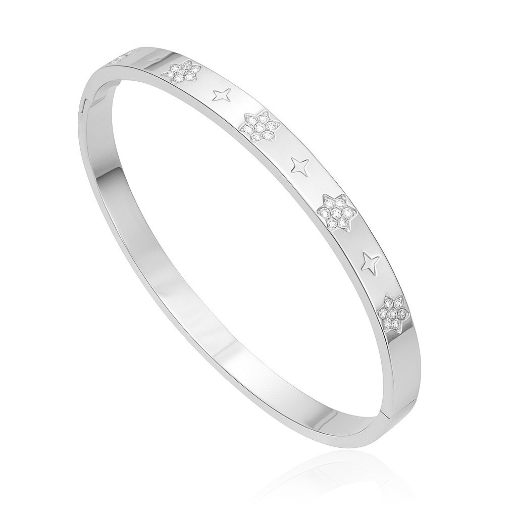 The Silver Celestia Flower Star Bloom Bangle