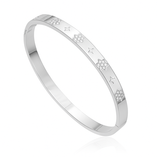 The Silver Celestia Flower Star Bloom Bangle