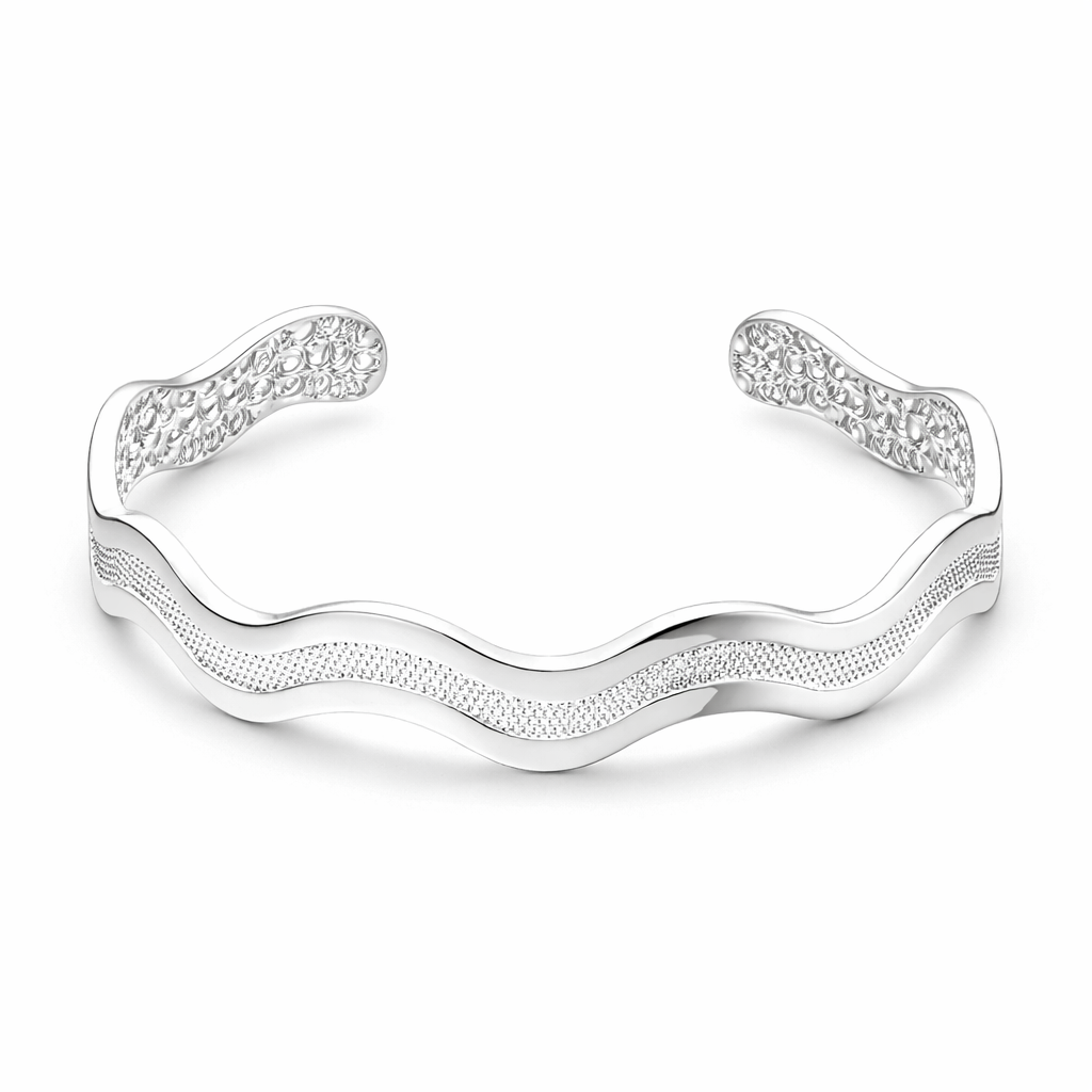 The Silver Ocean Waves Bangle
