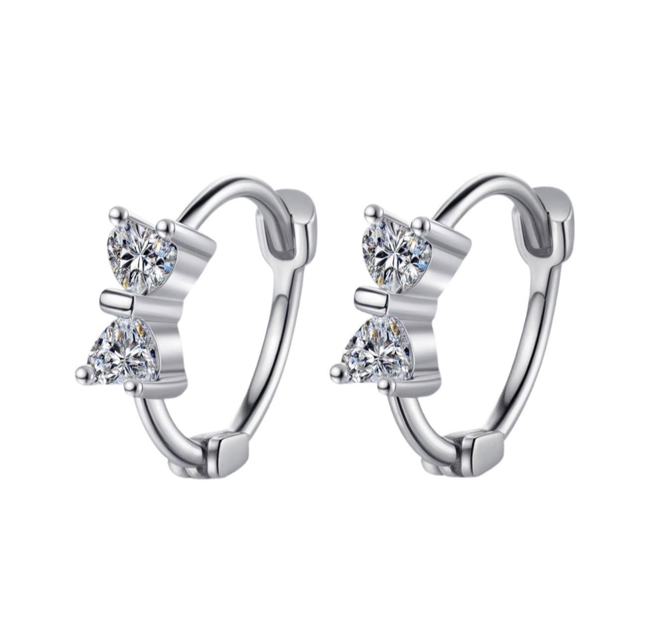 The Silver Dainty Sparkle Bowknot Hoop Earrings